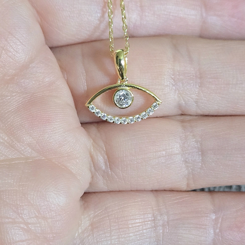 Fancy Silver🤍 Evil Eye🧿 Pendant Necklace - Picture 15 of 16